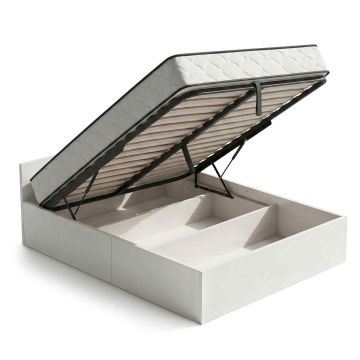 Double bed AkordV2, with mattress, white, 147 × 68 × 205 cm