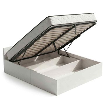 Double bed AkordV2, with mattress, white, 205 × 167 × 68 cm