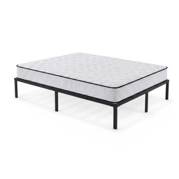 Double metal bed with mattress AkordV2, foldable, black, 140 × 200 × 35 cm