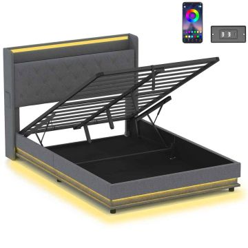 Double bed frame, with LED lighting