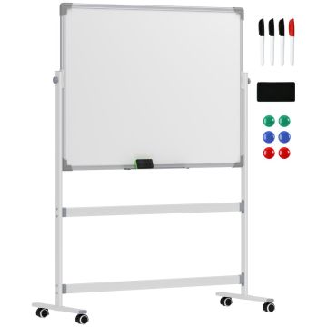 Двусторонняя магнитная доска Homcom 127x50x165см, бело-серого цвета