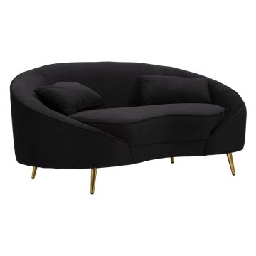 Dvivietė sofa Oslo, 2 vietų su 2 pagalvėlėmis, Juoda/auksinė, 148 × 68 × 84 cm
