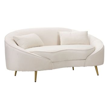 Dvivietė sofa Oslo, 2 vietų su 2 pagalvėlėmis, Smėlio/auksinė, 148 × 68 × 84 cm