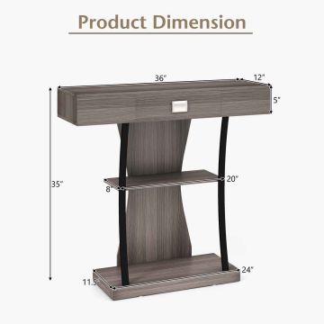 Консоль 91x30x88см, темно-серый/черный цвет