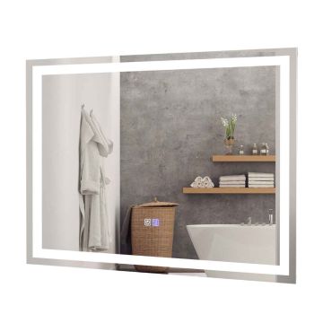 Led sieninis veidrodis 80x60x3,5cm., sidabrinės spalvos