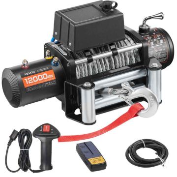 Электрическая лебёдка VEVOR S12000, 5400 кг, 53,7 × 16 × 21,8 см