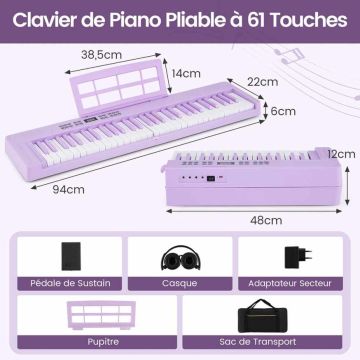 Elektrinis pianinas, 61 klavišas, 48 × 22 × 12 cm