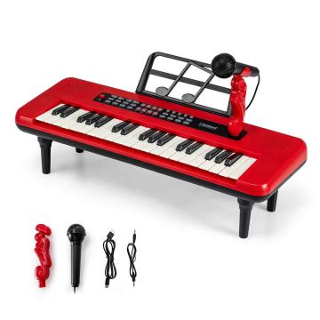 Elektroninis vaikiškas pianinas, 37 klavišai, Raudonas, 46,5 × 17,5 × 5,5 cm