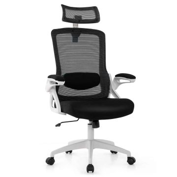 Ergonomic office chair with adjustable lumbar support, white
