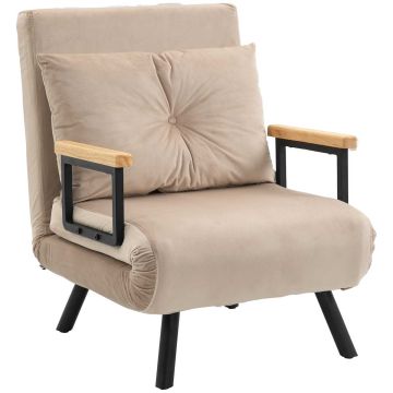 Fotelis-lova Homcom 63x73x81cm., smėlio/juodos spalvos