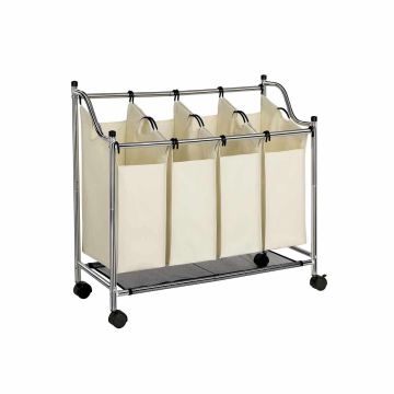 Skalbinių krepšelis ant ratukų 4 x 35 L, smėlio spalvos
