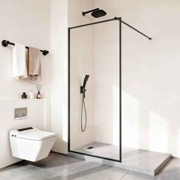 Fixed shower panel VEVOR CNH-CZ-WALK IN-A MB, full frame, Black, 86.4 × 187 × 0.8 cm