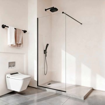 Fixed shower panel VEVOR CNH-ET-WALK IN-A MB, semi-framed, Black, 86.4 × 187 × 0.8 cm