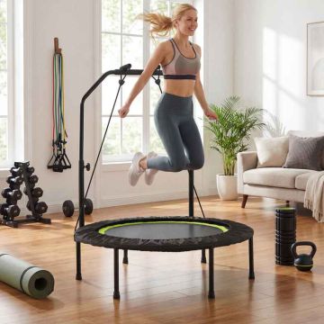 Fitness trampoline, 2 resistance bands, Ø 101 × 107.5–130.5 cm
