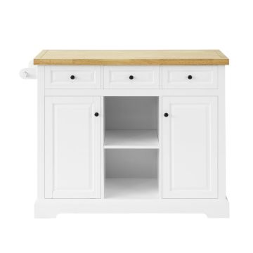 Virtuvės sala 115x46x90,7cm., baltos/šviesiai rudos spalvos