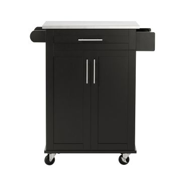Virtuvinė spinta ant ratų 80x90x46cm., juodos/sidabrinės spalvos