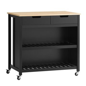 Virtuvinė spinta ant ratų 98x58x94cm., juodos/šviesiai rudos spalvos