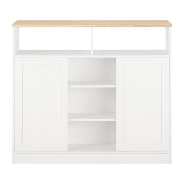 Virtuvės sala 110x66x97cm., baltos/šviesiai rudos spalvos