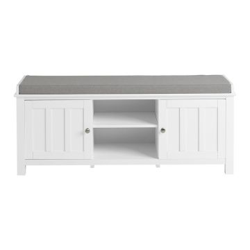 Prieškambario suolas 105x35x43cm., baltos/pilkos spalvos