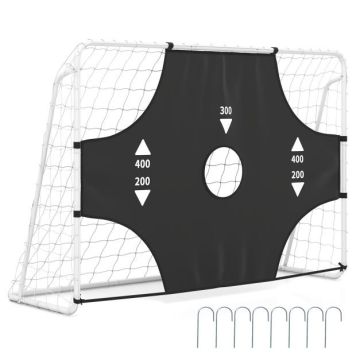 Futbolo vartai, su taikinio sienele, 5 angos, Balti, 215 × 77 × 152 cm