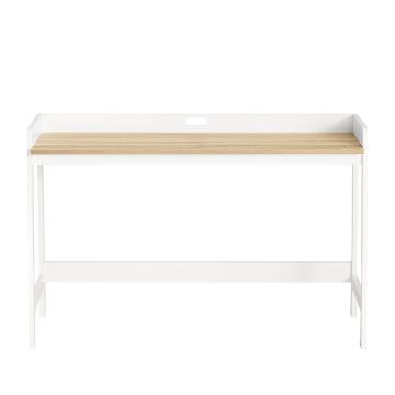 Rašomasis stalas 125x52x80cm., baltos/šviesiai rudos spalvos