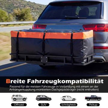 Galinė automobilio krovinių dėžė, 255 l, oranžinė/juoda, 129 × 45 × 42 cm
