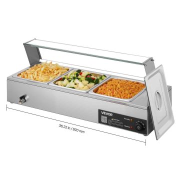 Garinis maisto šildytuvas VEVOR M-2213, 3 indai 1/2 dydžio, 920 × 365 × 335 mm
