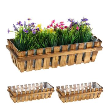 Gėlių dėžių rinkinys Relaxdays 10037613.0, 3 vnt, Ruda, 45 × 12 × 19,5 cm