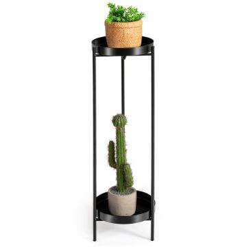 Flower stand, 2 levels, Black, 25 × 80 × 25 cm