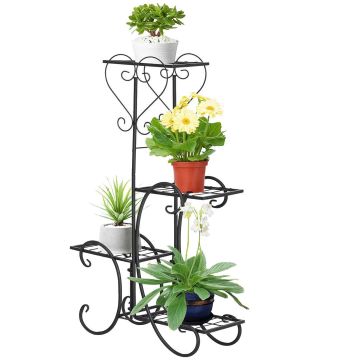 Gėlių stovas Outsunny 45x24,5x80cm., juodos spalvos