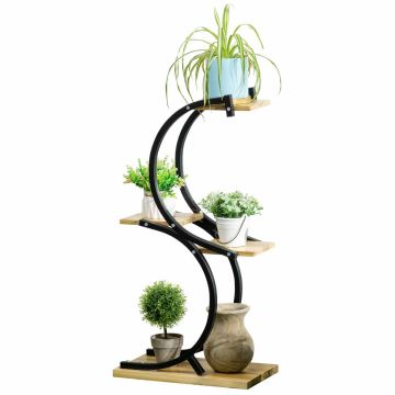 Gėlių stovas Outsunny 46x25x91cm., juodos/šviesiai rudos spalvos