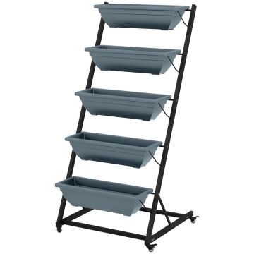 Gėlių stovas Outsunny 65x67x145cm., pilkos/juodos spalvos