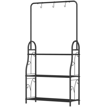 Gėlių stovas Outsunny 75x25x137cm., juodos spalvos