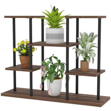 Gėlių stovas Outsunny 80x24x61,5cm., rudos/juodos spalvos