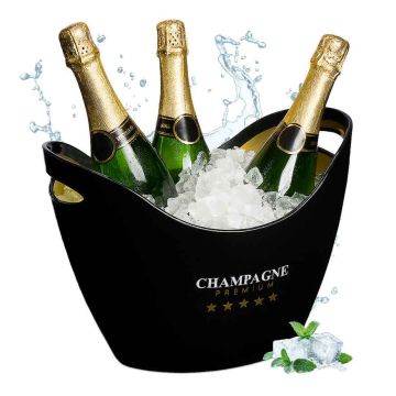 Gėrimų aušintuvas Relaxdays „Champagne Premium“, 8 l, Juoda/auksinė, 35 × 25,5 × 25,5 cm