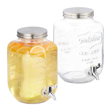 Gėrimų dozatoriai Relaxdays, 2 vnt., 4 l, Skaidri/sidabrinė, 15 × 25 × 22 cm