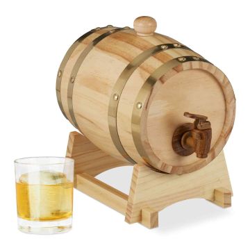 Gėrimų statinė Relaxdays su stovu ir čiaupu, 1,25 l, 23 × 16 × 25,5 cm