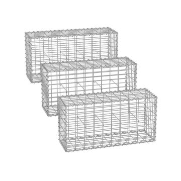 Rinkinys iš 3 gabionų 100x50x30cm., sidabrinės spalvos