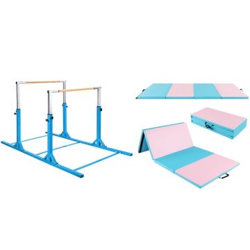 Gimnastikos strypų ir kilimėlio rinkinys, 11 padėčių, 250 × 140 × 132 cm