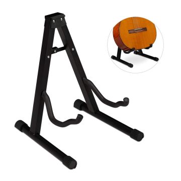 Gitaros stovas Relaxdays 10027652.0, Sulankstomas, Juoda, 29 × 37 × 30 cm