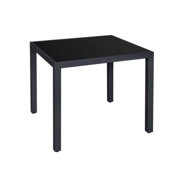 Террасный стол со столешницей из черного стекла 85x85x73см