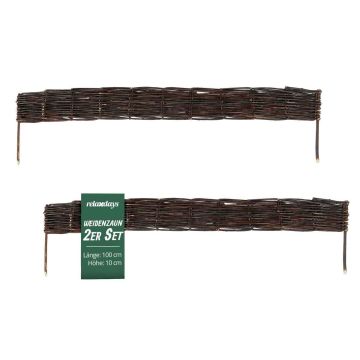 Gluosnių tvorelė gėlynams Relaxdays 10053434_9120, 2 vnt, Ruda, 100 × 10 cm