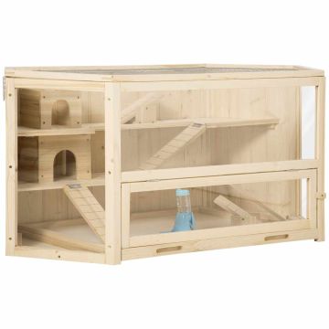 Клетка для грызунов PawHut 115x60x55см, светло-коричневого цвета