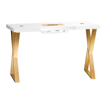 Beauty table Momo 04, with cassette vacuum cleaner, white and gold