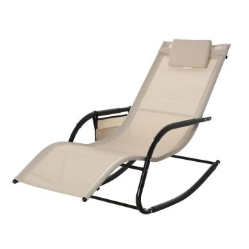 Шезлонг Outsunny 150x62x88 см, бежево-черный