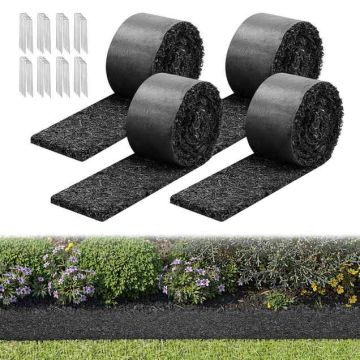 Резиновые мульчирующие маты VEVOR HJ6004-2, 4 шт, Чёрный, 305 × 11,5 × 1,3 см