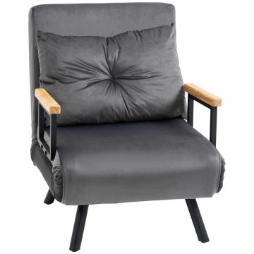 Fotelis-lova Homcom 63x73x81cm., tamsiai pilkos spalvos