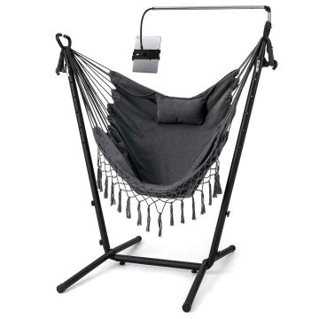 Hamakas, su U formos stovu, 152,4 × 106,68 × 96,52–146,05 cm