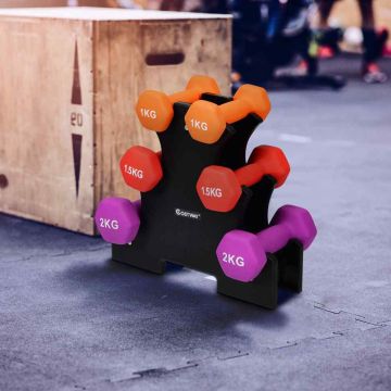 Dumbbell set, 6 pcs. with stand, 31.8 × 7.9 × 28 cm
