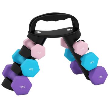 Dumbbell set, 6 pcs. with stand